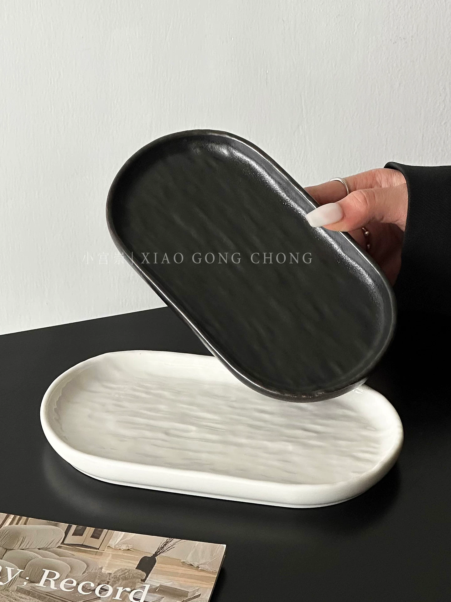 Đĩa bánh gốm, đĩa tráng miệng, đĩa tráng miệng phong cách ins cao cấp, đĩa sushi hình oval, đĩa trái cây