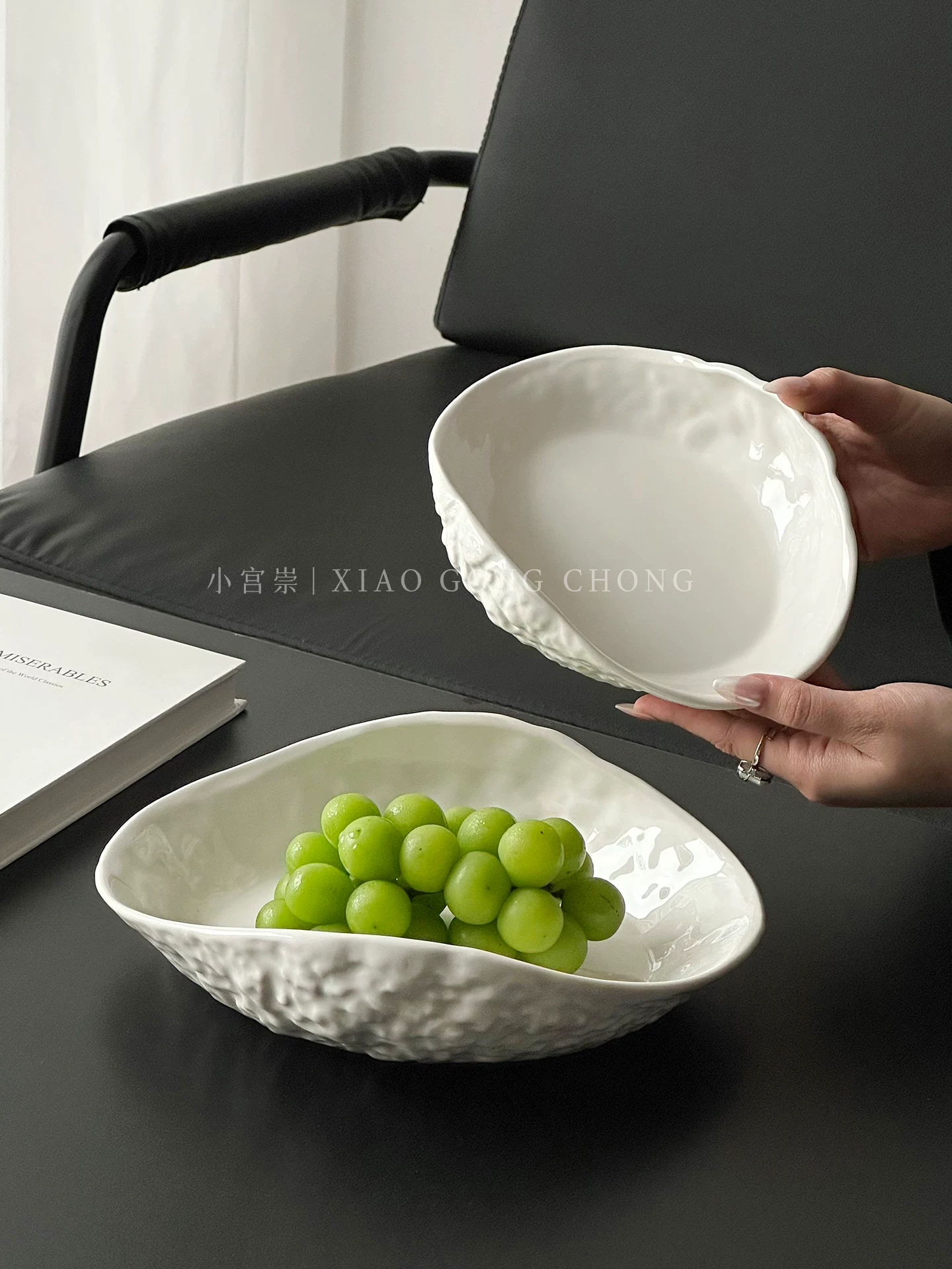 Đĩa trái cây gốm sứ họa tiết đá sáng tạo, đĩa đựng hoa quả khô gia dụng sang trọng nhẹ nhàng, đĩa đựng kẹo, đĩa đựng salad trái cây