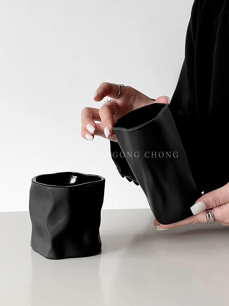 Ly thủy tinh đen mờ cao cấp, phong cách ins, cá tính độc đáo, ly nước gia dụng, ly đựng đồ uống cao cấp, ly nước ép.