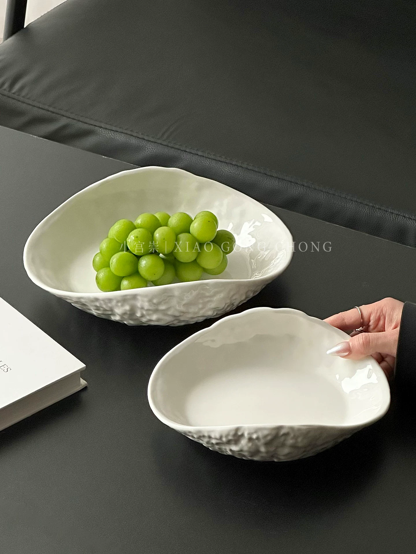 Đĩa trái cây gốm sứ họa tiết đá sáng tạo, đĩa đựng hoa quả khô gia dụng sang trọng nhẹ nhàng, đĩa đựng kẹo, đĩa đựng salad trái cây