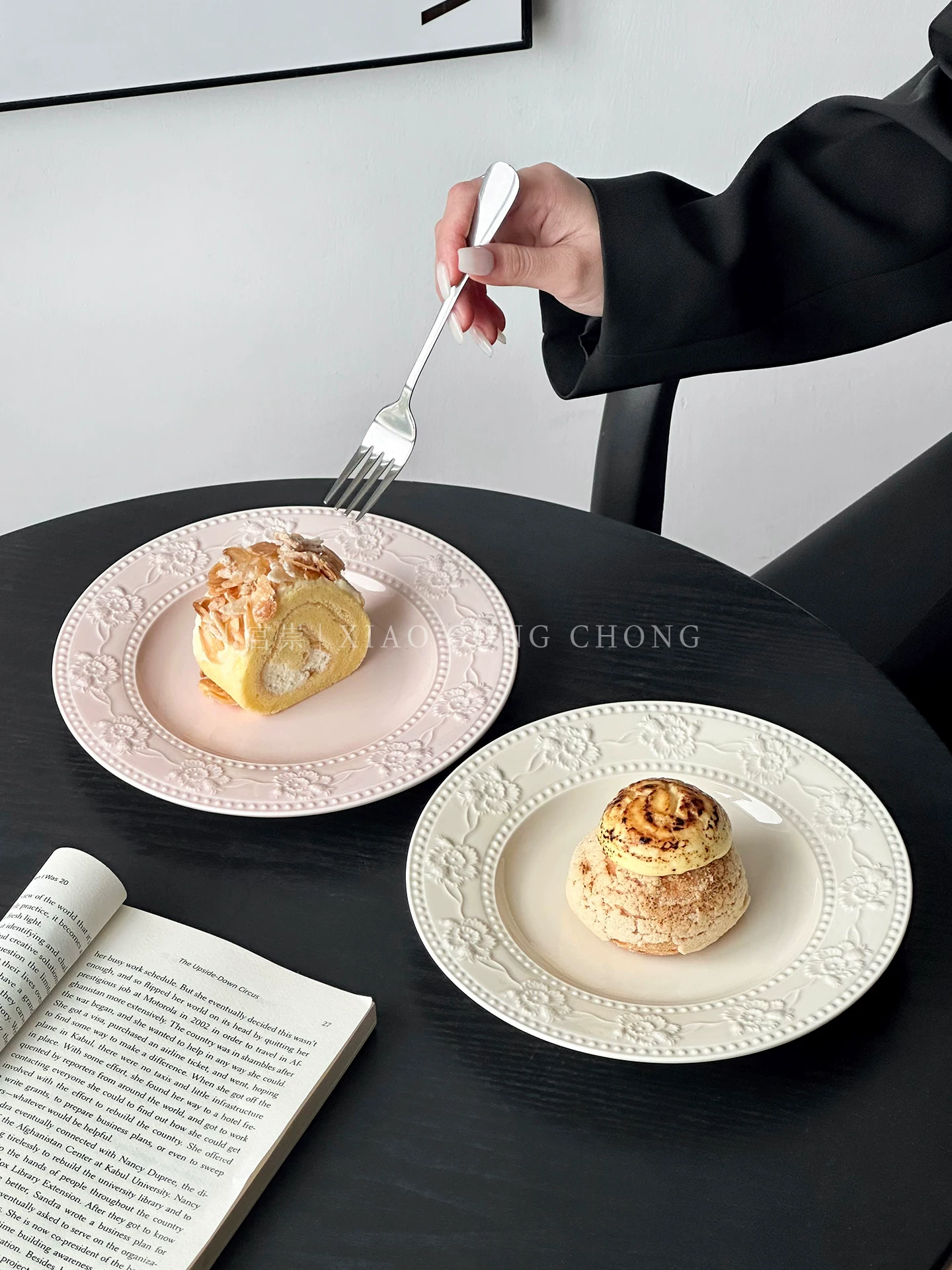 Đĩa tráng miệng kiểu Pháp, đồ dùng bằng gốm sứ cao cấp, đĩa bánh trà chiều tinh tế theo phong cách Instagram, đĩa mì kiểu Tây