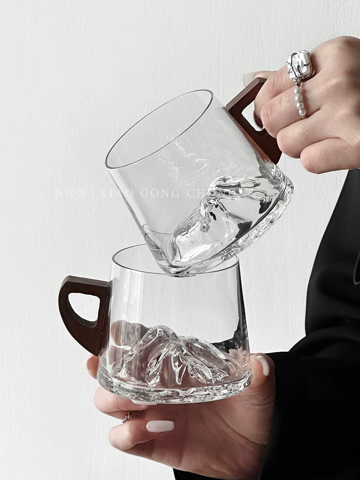 Cốc có tay cầm bằng gỗ sáng tạo, cốc uống trà gia đình kiểu Trung Quốc, cốc thủy tinh, cốc nếm trà, cốc cà phê cao cấp, cốc uống nước
