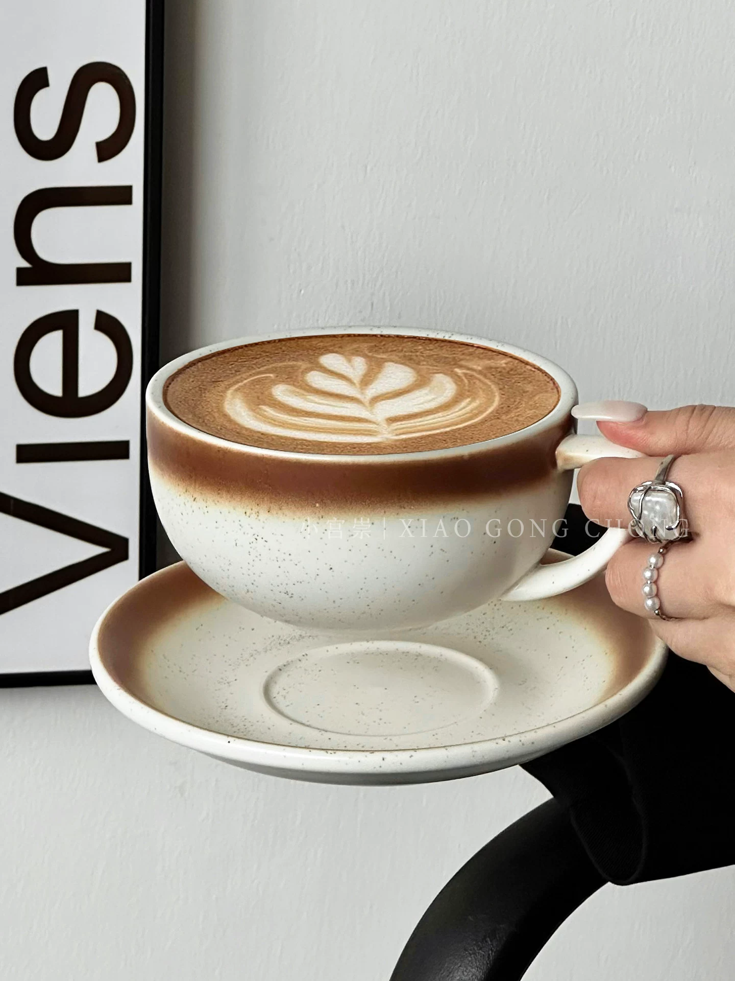 Tách và đĩa cà phê Sada cổ điển Nhật Bản, tách nghệ thuật latte bằng gốm sứ nổi chuyên nghiệp, tách latte lớn kiểu Mỹ dùng cho trà chiều