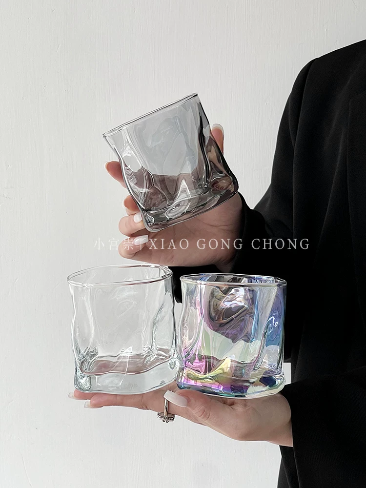 Ly thủy tinh xoắn kiểu dáng độc đáo, ly cà phê cao cấp, ly nước thủy tinh, ly rượu whisky, ly bia