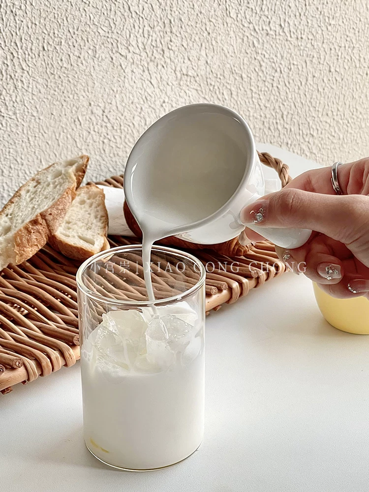 Ly sữa nhỏ bằng gốm sứ nhiều màu kiểu Hàn Quốc có tay cầm, bát đựng nước chấm gia dụng nhỏ, bát đựng gia vị, bát đựng nước chấm, cốc đựng kem.