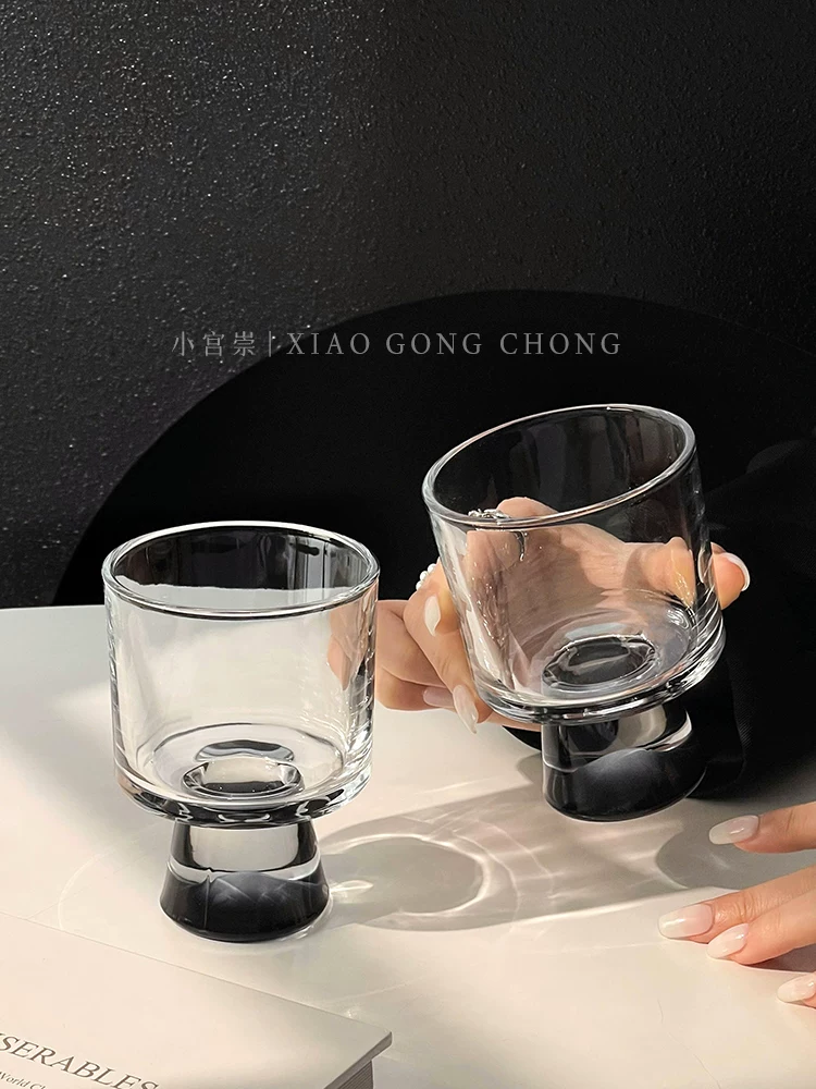 Ly thủy tinh phong cách Ins, ly thủy tinh cao cấp, ly uống nước lạnh cao, ly cà phê, ly hình nón, ly rượu, ly uống nước