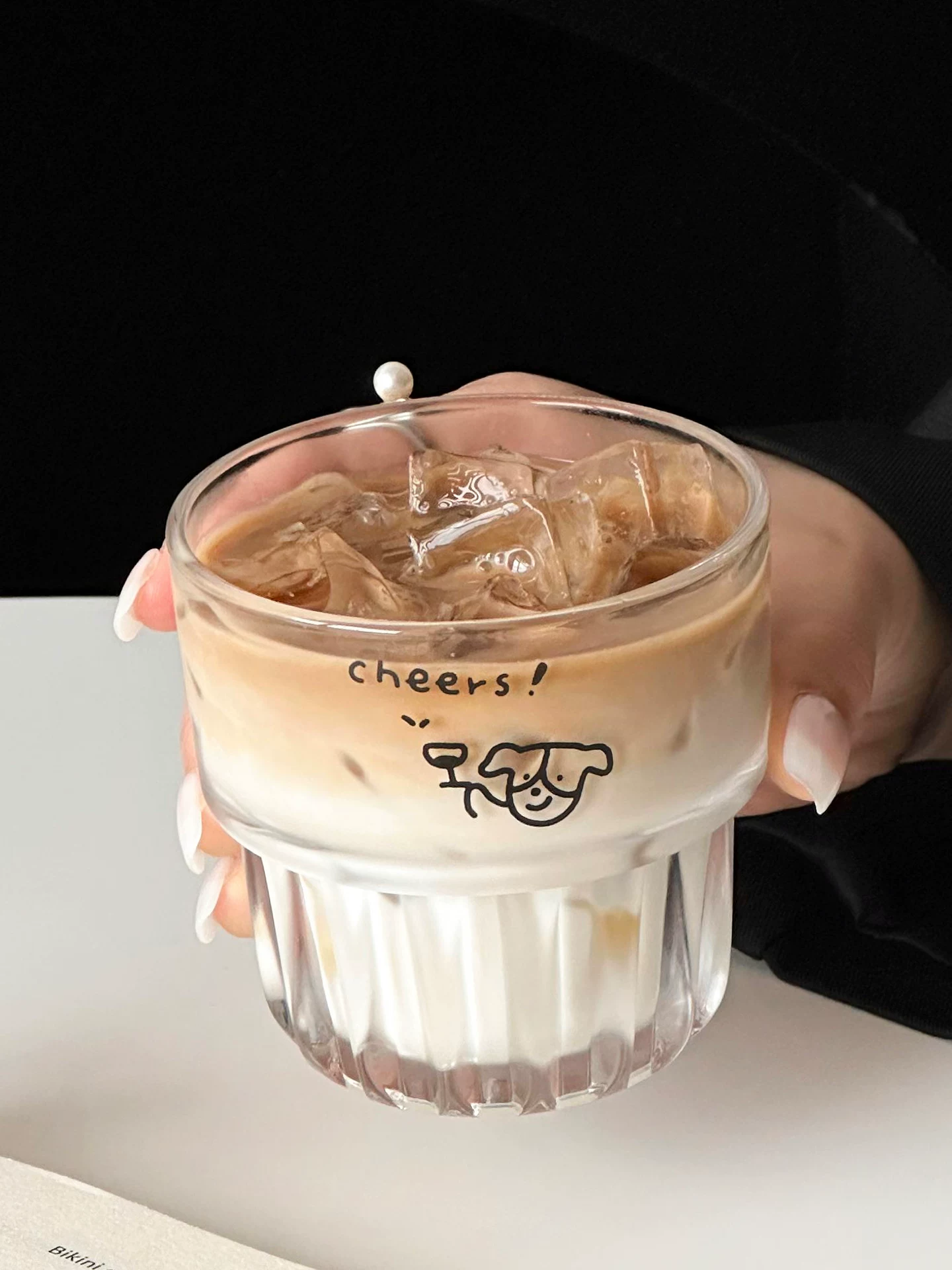 Ly thủy tinh hình mèo chó dễ thương phong cách Ins, dùng trong nhà, ly sữa, ly cà phê latte, ly ăn sáng, ly uống nước.