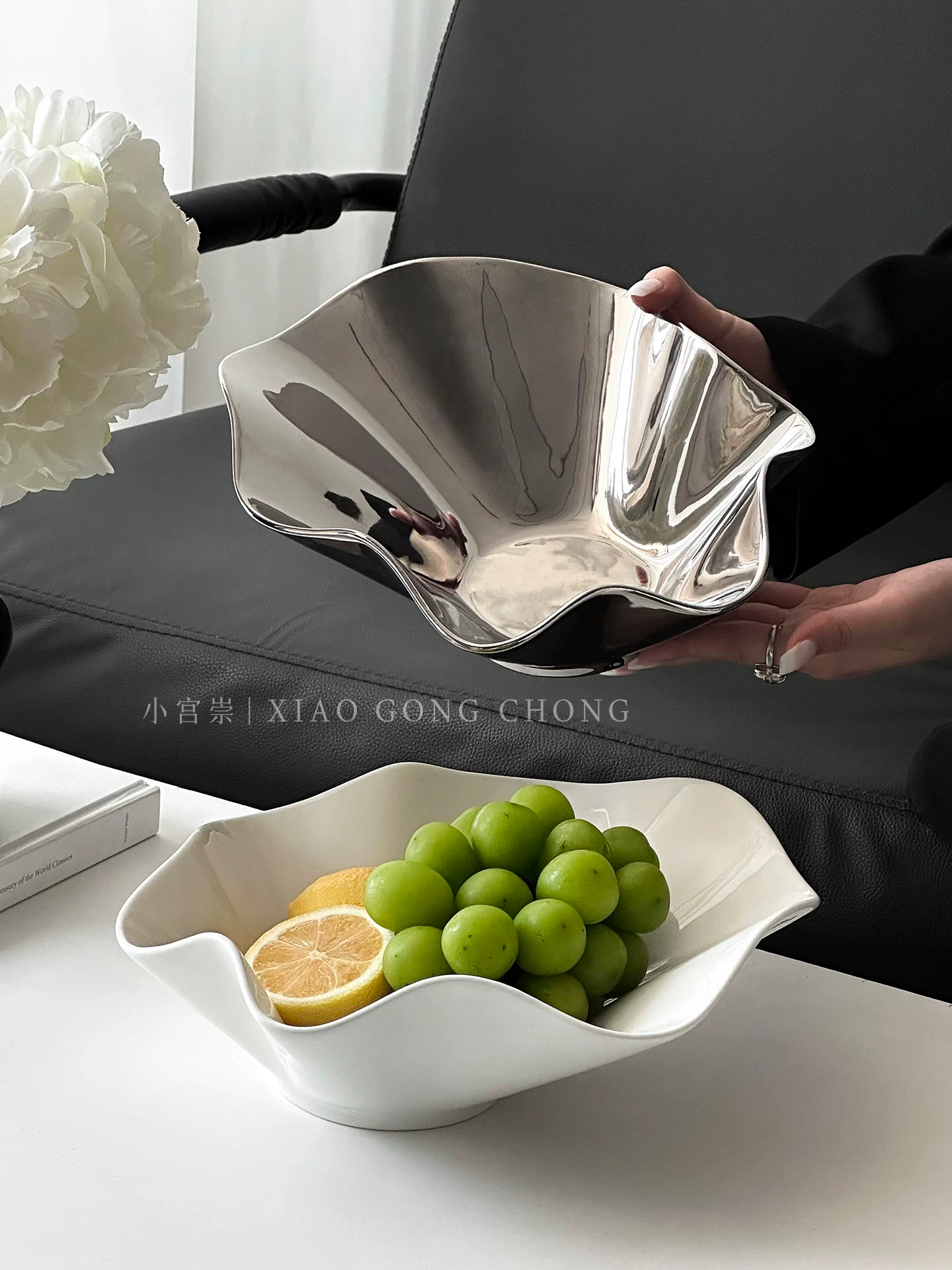 Đĩa trái cây cao cấp sang trọng dùng trong nhà, đĩa trưng bày kẹo và đồ ăn nhẹ, quà tân gia, đĩa trái cây khô tinh tế có giá trị cao.