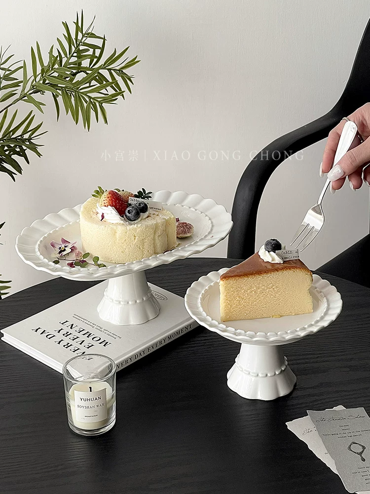 Đĩa bánh gốm sứ kiểu châu Âu, kiểu dáng đẹp như ảnh trên Instagram, đĩa tráng miệng tinh tế dùng cho trà chiều, đĩa ăn nhẹ, đĩa trái cây