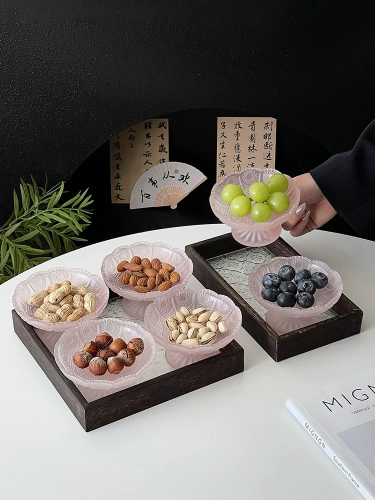 Bộ đĩa trái cây khô hoa hướng dương màu hồng chất lượng cao dùng trong nhà, đĩa ăn nhẹ, đĩa trái cây, đĩa có ngăn đựng đồ.