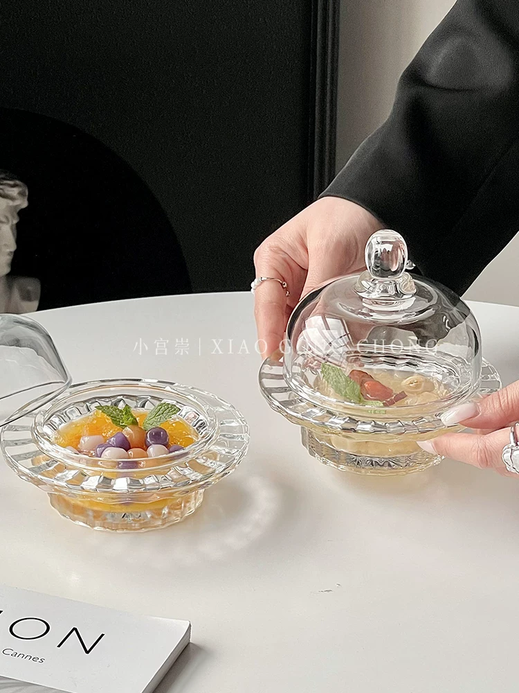 Cốc đựng chim sơn thù kiểu châu Âu có nắp dùng trong gia đình, bát đựng tráng miệng trái cây cao cấp, bát đựng nước đường và nấm trắng phong cách sáng tạo, bát súp.