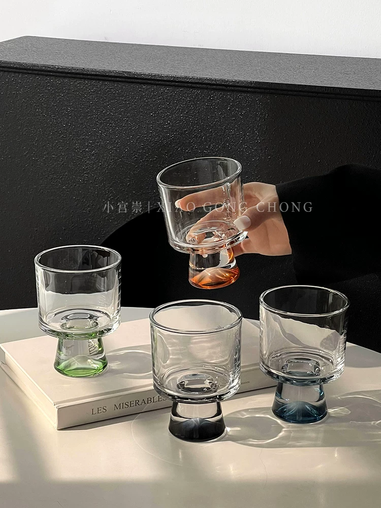 Ly thủy tinh phong cách Ins, ly thủy tinh cao cấp, ly uống nước lạnh cao, ly cà phê, ly hình nón, ly rượu, ly uống nước