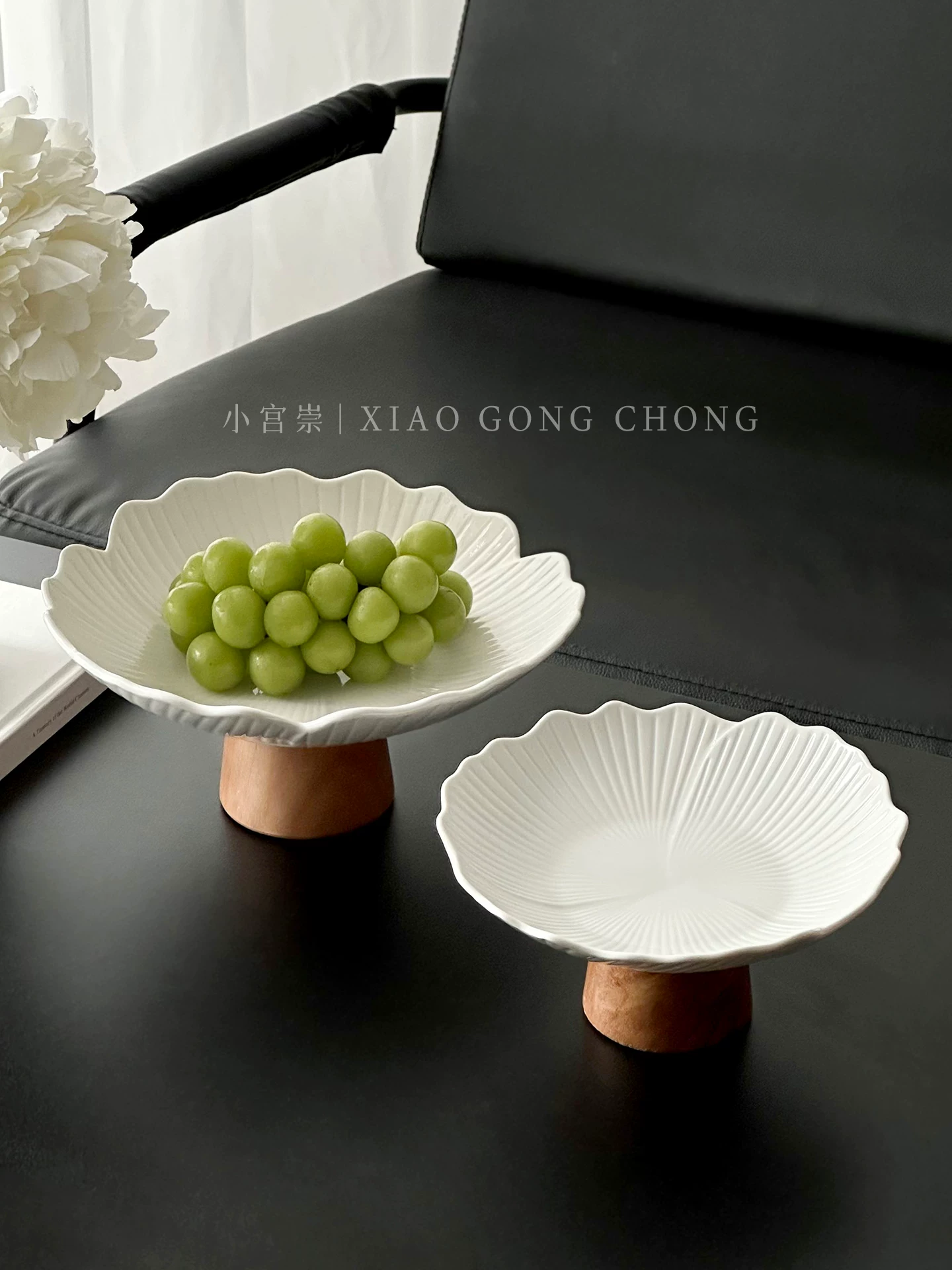 Đĩa trái cây cao bằng gốm sáng tạo, đĩa trái cây hình cánh hoa chất lượng cao và tinh tế, đĩa trái cây khô gia dụng, đĩa tráng miệng, đĩa ăn nhẹ