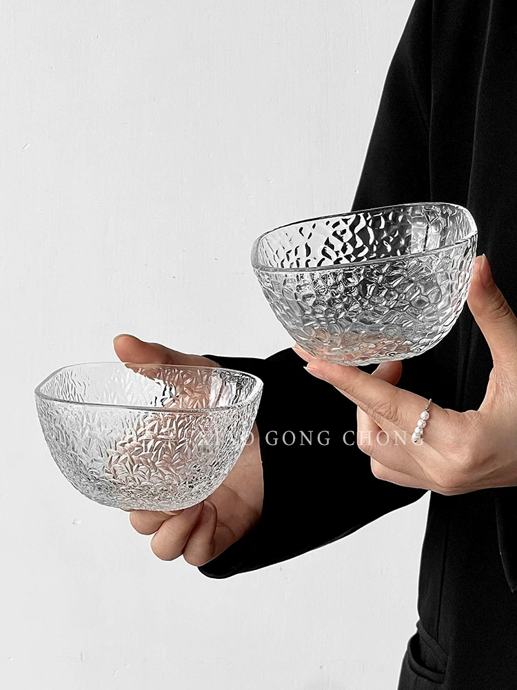 Ins trong suốt bát thủy tinh bát đựng trái cây nhà phòng khách cao cấp vuông bát đựng món tráng miệng bát salad bộ đồ ăn bát ăn sáng