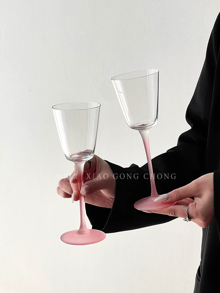 Ly rượu màu hồng nhạt phong cách Ins, ly rượu sâm banh cao cấp, ly rượu tráng miệng, ly rượu vang đỏ, ly cocktail sáng tạo