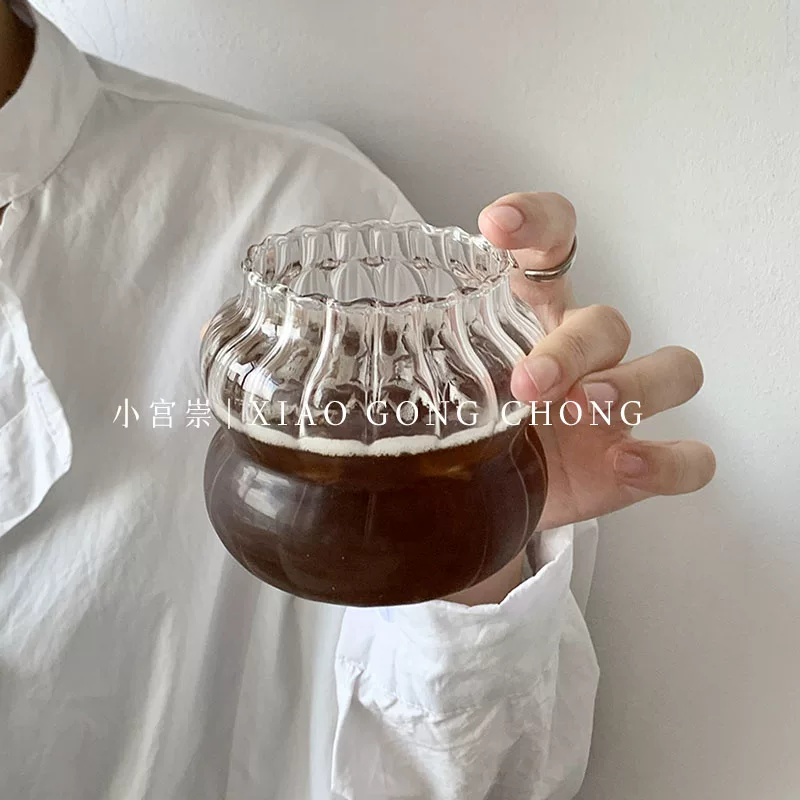 Ly cà phê đá kiểu dáng Niche Ins, ly sữa latte thủy tinh, thiết kế cổ điển, ly uống đồ uống