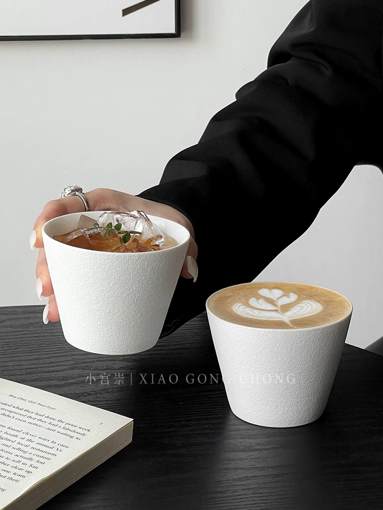 Cốc cà phê gốm tối giản của Nhật Bản, cốc cầm tay, cốc miệng lợn, cốc nghệ thuật latte cao cấp cổ điển tinh tế, cốc master, cốc trắng Úc