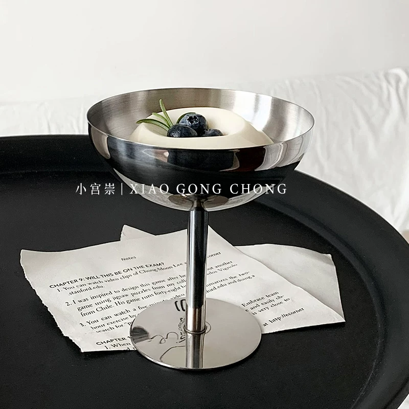 Bát tráng miệng bằng thép không gỉ 304 kiểu Ins, cốc kem, ly cocktail cao, đạo cụ chụp ảnh và đồ trang trí cho người viết blog về ẩm thực