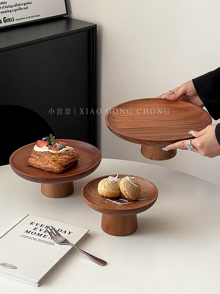 Khay đựng trái cây gỗ cổ điển cao, khay bánh, đồ dùng nhà cửa, phòng khách, đĩa đựng đồ ăn nhẹ, giá trưng bày bàn tráng miệng, đĩa trái cây kiểu Nhật