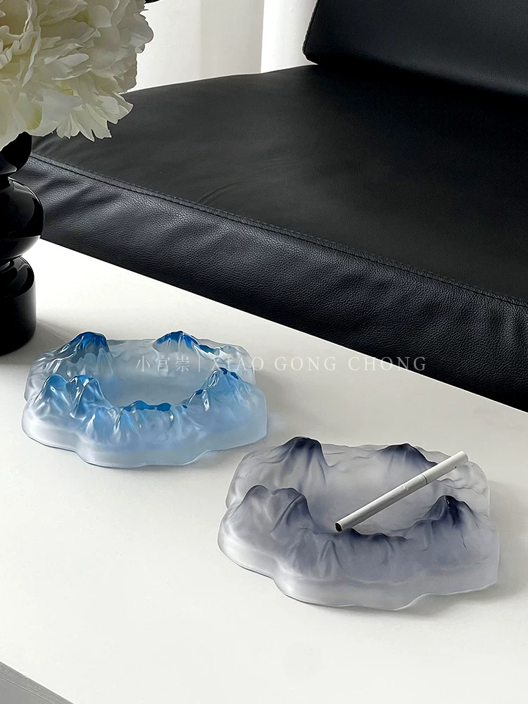 Gạt tàn hình tảng băng màu sắc chuyển sắc cao cấp dành cho phòng khách gia đình, đồ trang trí mờ thời trang cao cấp, gạt tàn sáng tạo cao cấp