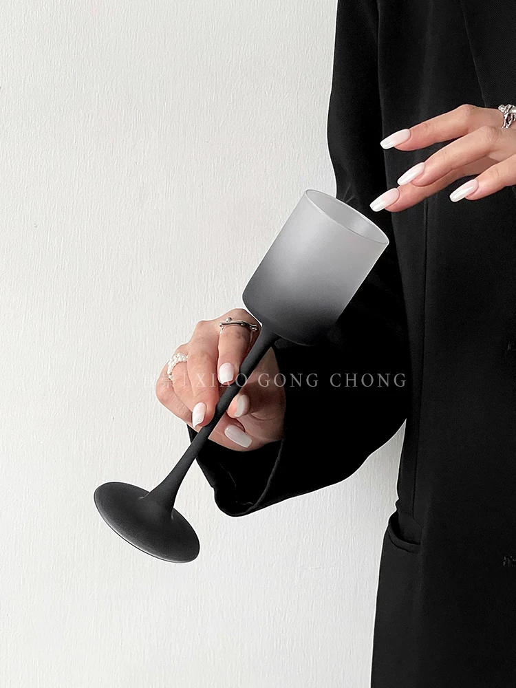 Ly cocktail thủy tinh đen mờ kiểu cổ điển, ly rượu sâm banh cao cấp, ly rượu mùi, ly nước ép