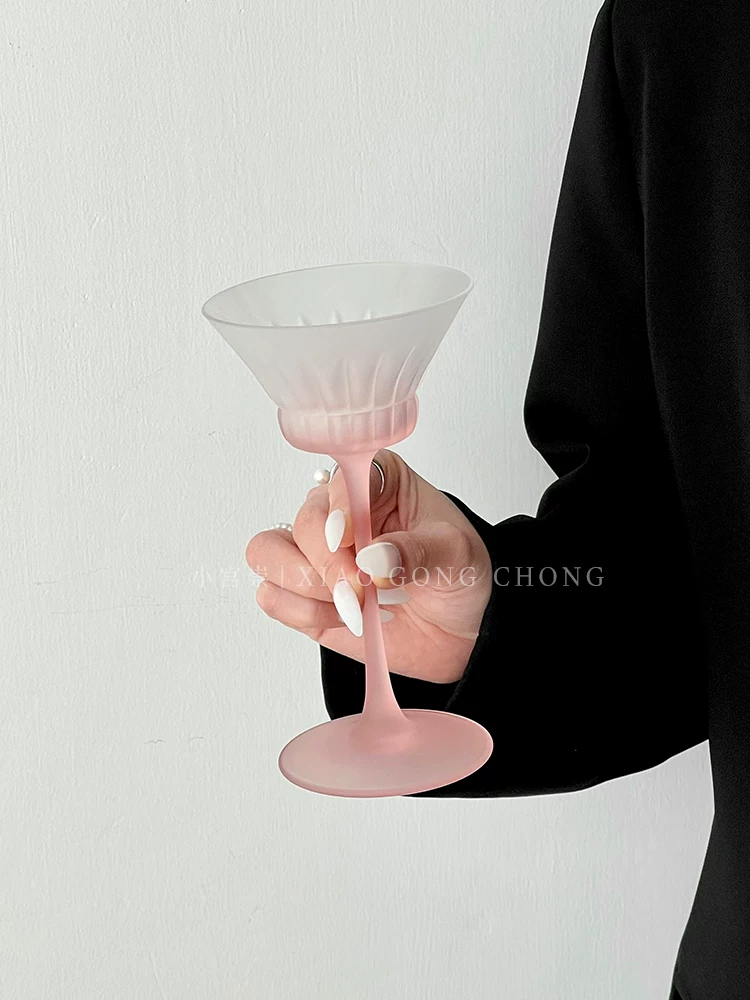 Ly rượu màu hồng mờ phong cách sáng tạo, ly cocktail thủy tinh Kimura kiểu Nhật cao cấp, ly rượu sâm banh, ly rượu tráng miệng
