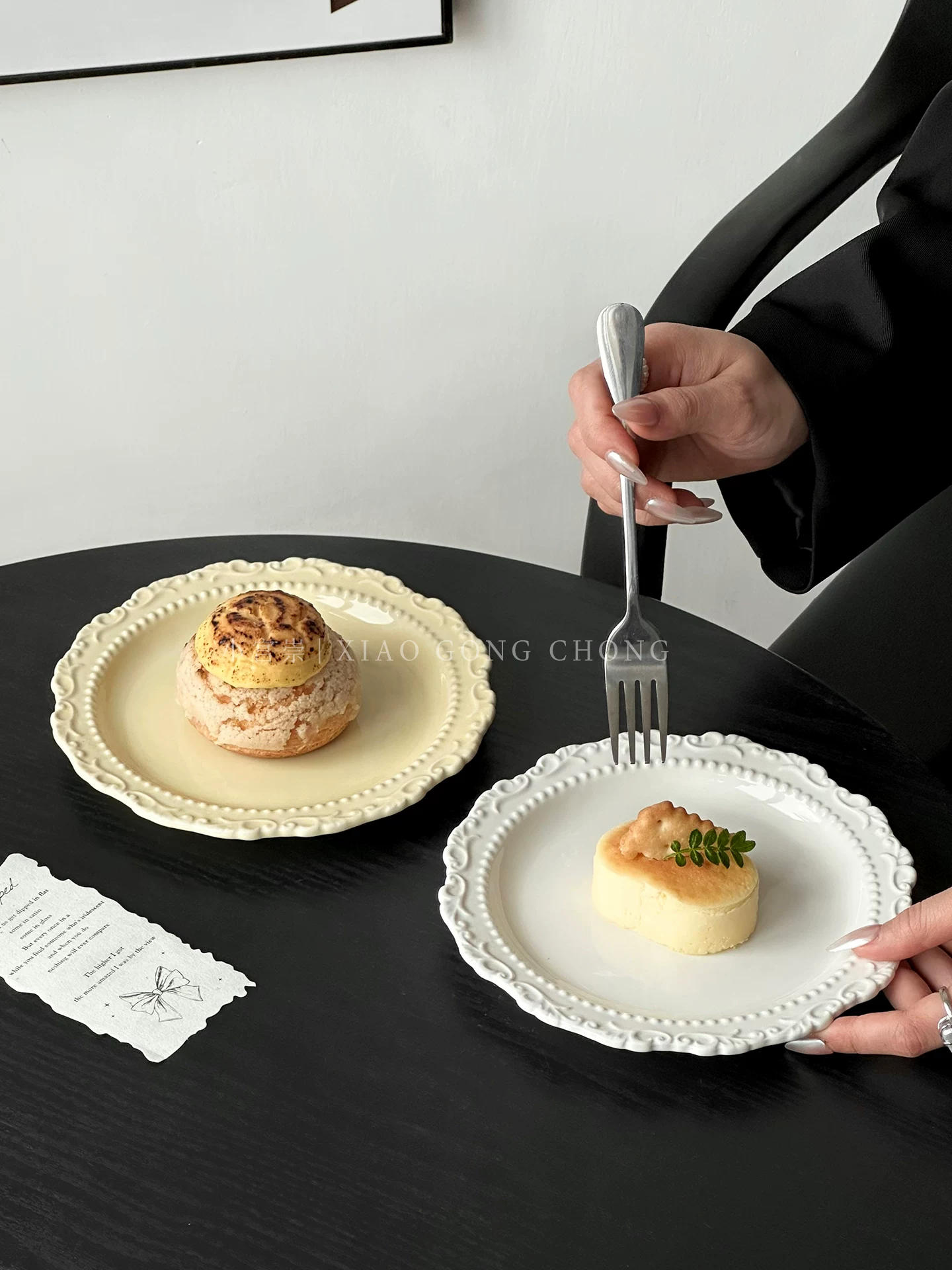Đĩa bánh kiểu Pháp cổ điển, đĩa tráng miệng gốm sứ nổi, đĩa ăn nhẹ, đồ dùng bàn ăn gia đình cao cấp, đĩa, chén