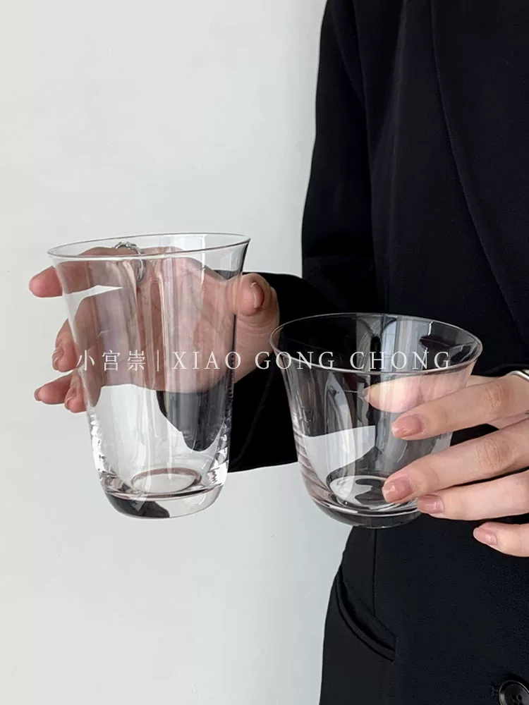 Ly cà phê đá Mỹ kiểu Ins, miệng rộng, ly trà đơn giản, ly cocktail, ly thủy tinh trong suốt, ly uống nước lạnh