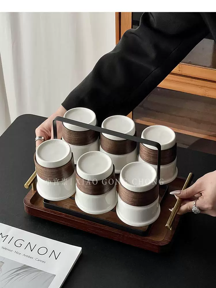 Bộ tách trà gốm sứ kiểu Trung Hoa dùng trong gia đình, tách uống trà cao cấp dùng trong phòng khách, chịu nhiệt, bộ ấm chén trà
