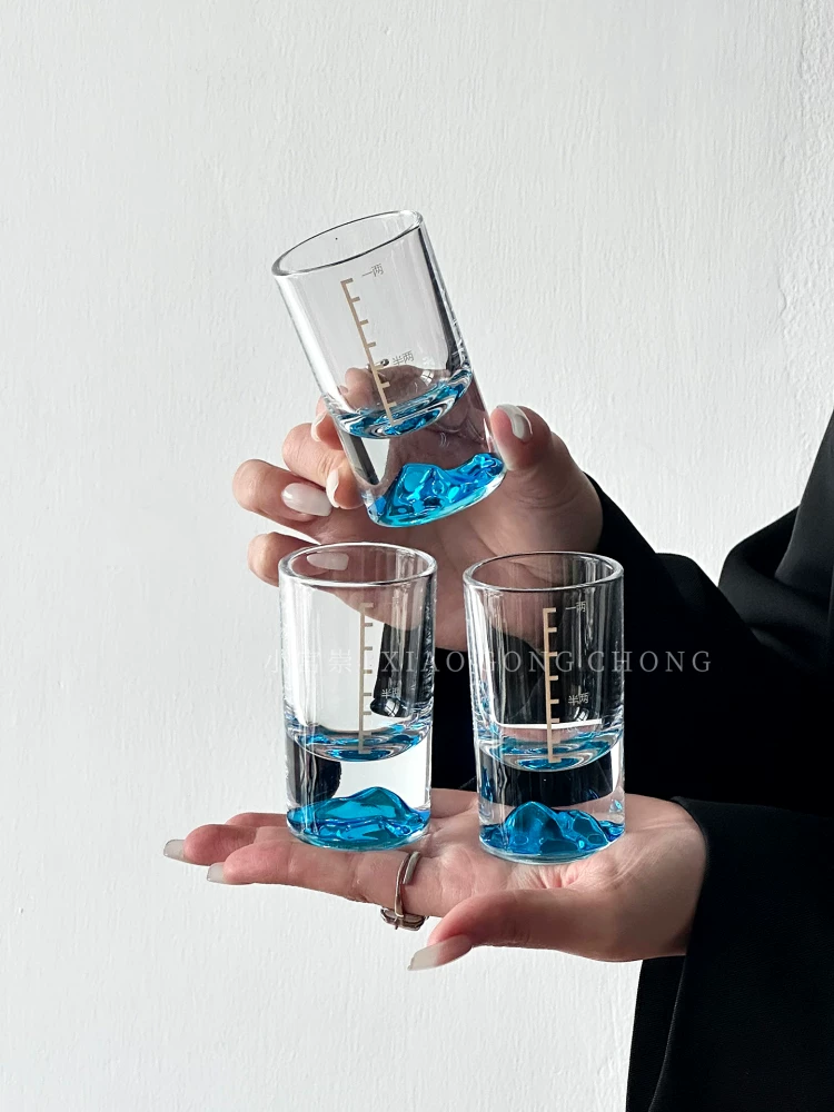 Bộ ly rượu vang trắng Creative Blue Mountain dùng trong gia đình, nhẹ nhàng sang trọng, cao cấp có vân, 0.1kg dụng cụ đựng rượu, ly rượu cao cấp