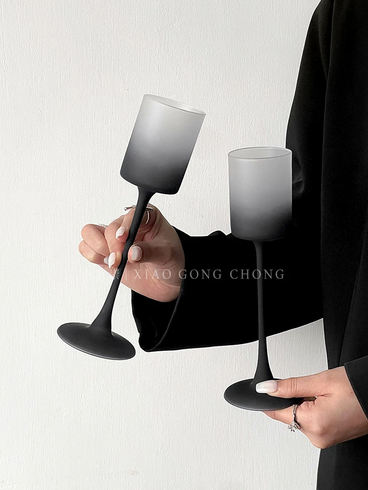 Ly cocktail thủy tinh đen mờ kiểu cổ điển, ly rượu sâm banh cao cấp, ly rượu mùi, ly nước ép