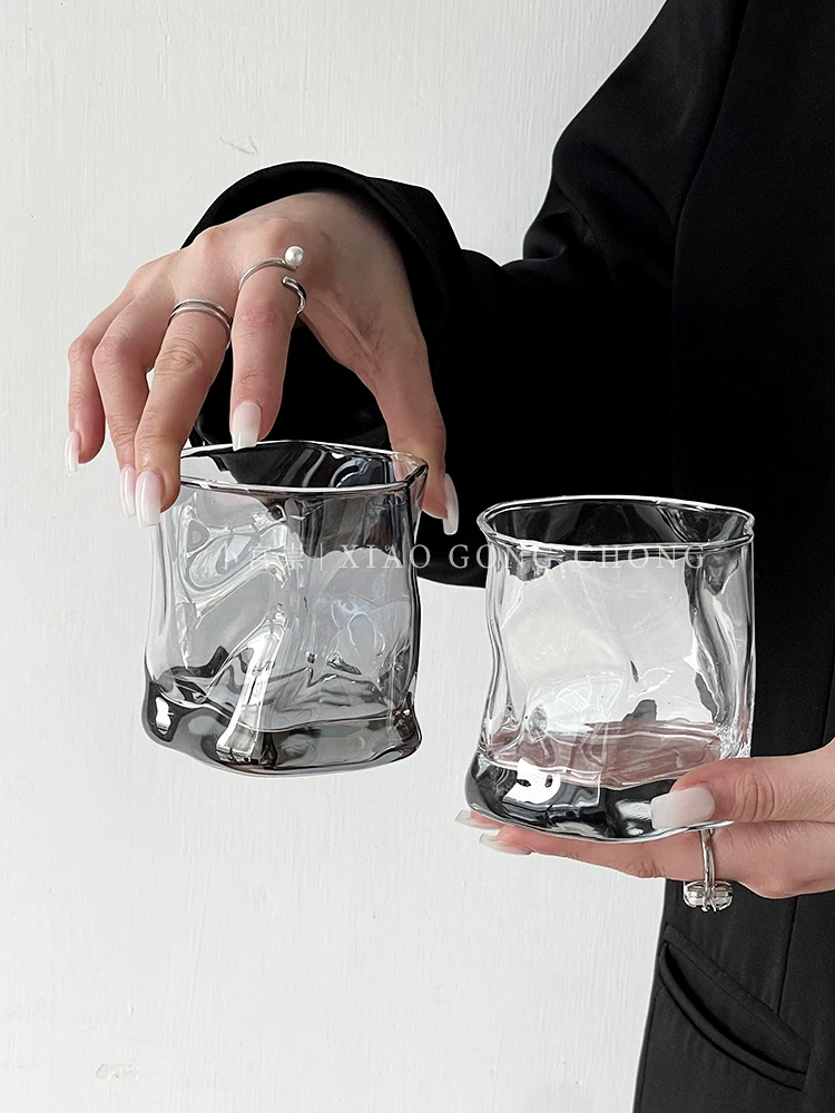 Ly thủy tinh xoắn kiểu dáng độc đáo, ly cà phê cao cấp, ly nước thủy tinh, ly rượu whisky, ly bia