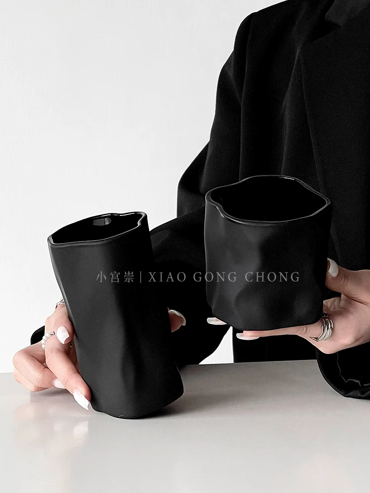 Ly thủy tinh đen mờ cao cấp, phong cách ins, cá tính độc đáo, ly nước gia dụng, ly đựng đồ uống cao cấp, ly nước ép.