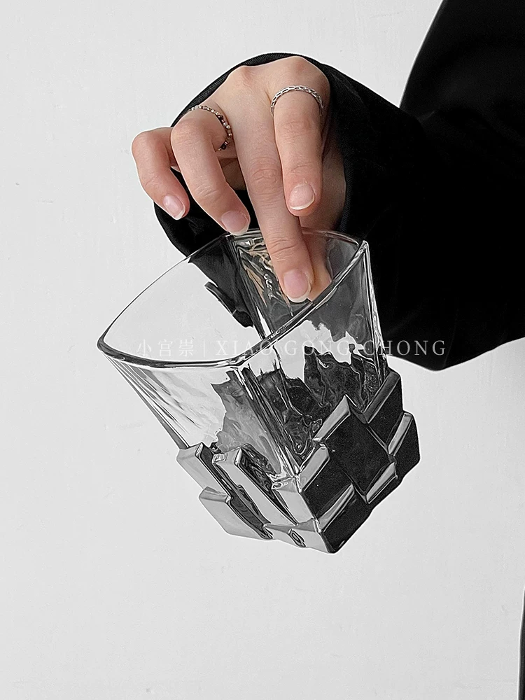 Cốc đá viên bạc không gian, ly rượu phiên bản giới hạn nghệ thuật, cốc thủy tinh sang trọng sáng tạo, cốc nước cao cấp, cốc rượu whisky