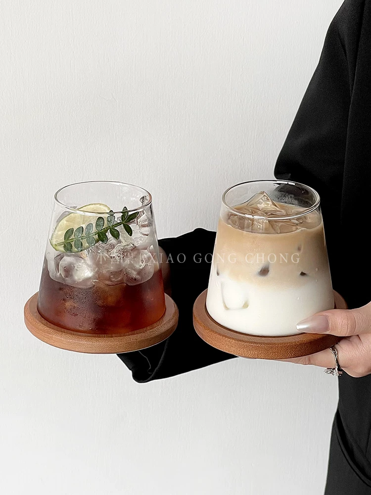 Cốc thủy tinh phong cách Nhật Bản núi Phú Sĩ, cốc cà phê latte đá kiểu ins, cốc uống nước lạnh gia dụng, cốc đựng đồ uống, cốc nước