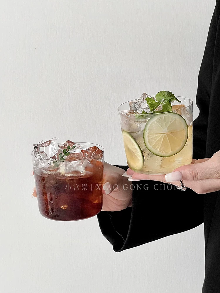 Ly thủy tinh miệng rộng thời thượng và phong cách, ly trà trái cây kiểu Trung Hoa, ly cà phê, ly cocktail nhẹ, ly trà lạnh.