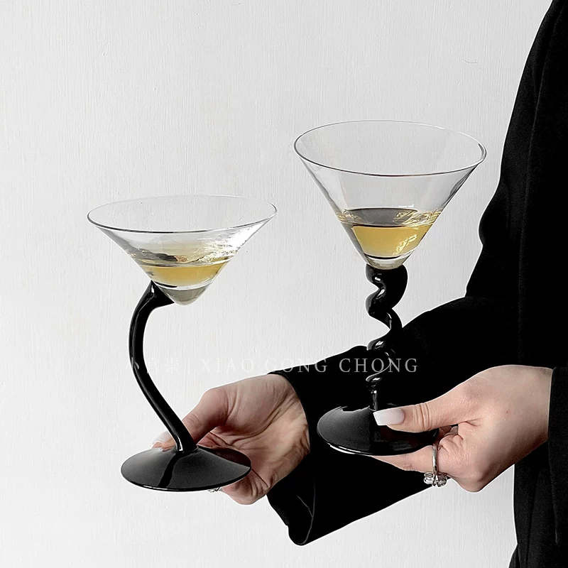 Ly rượu sâm banh, ly cocktail, ly martini cao cấp, thiết kế độc đáo, màu đen, sang trọng