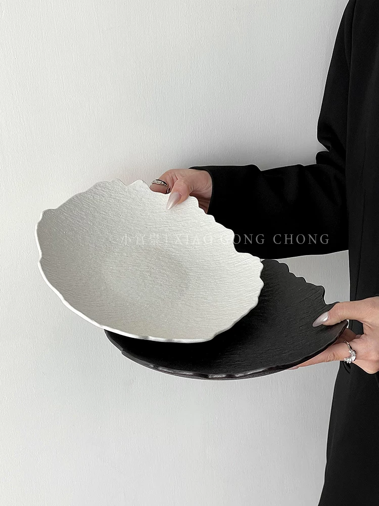 Đĩa trái cây bằng gốm sứ màu trơn, đĩa đựng đồ ăn nhẹ và trái cây sấy khô cao cấp, đĩa tráng miệng, đĩa súp phòng khách gia đình, đĩa đựng rau củ, đĩa ăn tối