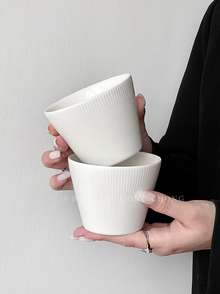 Cốc miệng rộng tối giản màu trơn, cốc nghệ thuật latte miệng rộng phong cách ins, cốc cà phê, cốc gốm cổ điển, cốc latte, cốc đựng đồ uống.