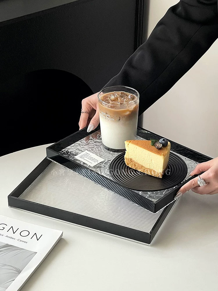 Khay đựng hình chữ nhật bằng acrylic phong cách Ins, đĩa bánh ngọt, khay đựng đồ trang sức cao cấp và đồ trang trí trị liệu bằng hương thơm