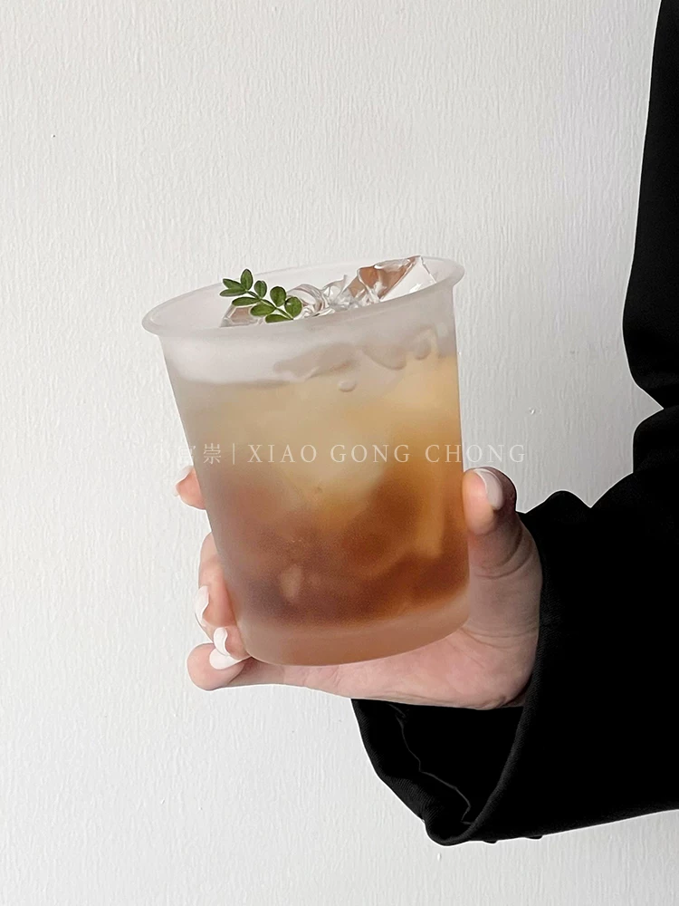 Cốc thủy tinh đơn giản, họa tiết mờ sáng tạo, cốc cà phê giữ lạnh cao cấp, cốc đựng đồ uống, cốc nước ép, cốc nước