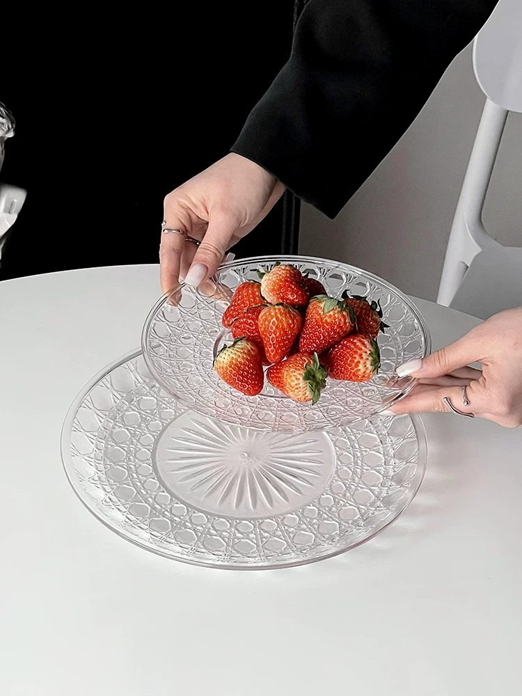 Đĩa trái cây acrylic sáng tạo dùng trong nhà, đĩa đựng kẹo và đồ ăn nhẹ cao kiểu châu Âu, đĩa đựng đồ ăn nhẹ quầy bar, đĩa đựng hoa quả khô.