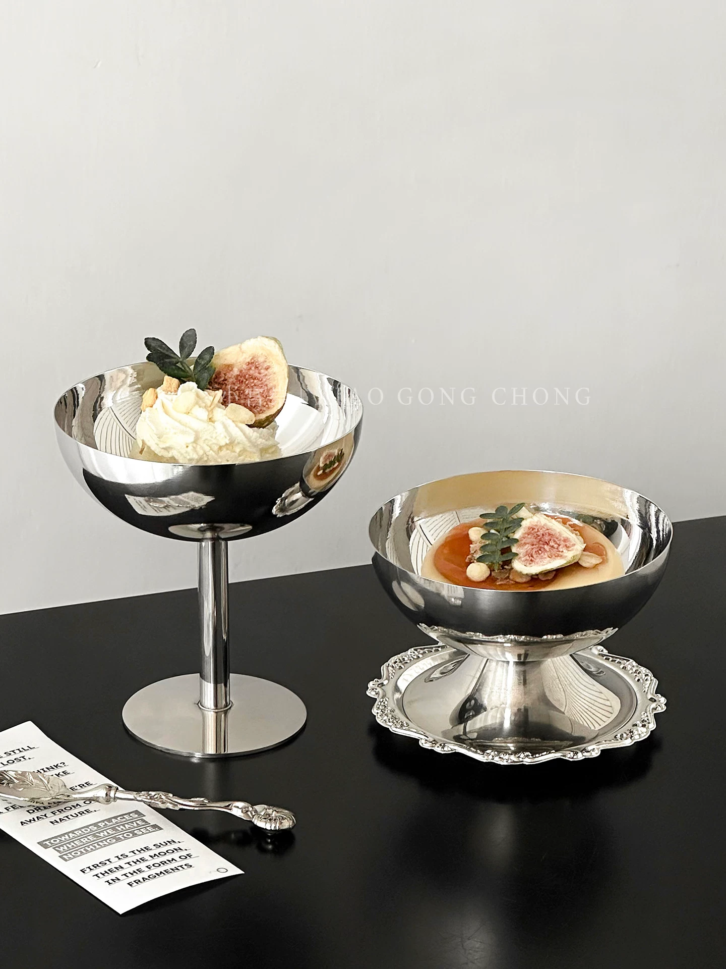 Bát tráng miệng bằng thép không gỉ 304 kiểu cổ điển, ly kem pudding phong cách hoàng gia sang trọng, ly kem, ly sinh tố cao