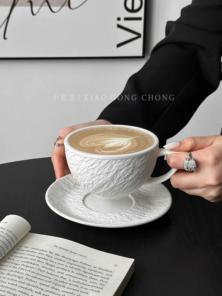 Ly cà phê gốm họa tiết đá độc đáo, ly nghệ thuật latte cổ điển, ly cappuccino mocha cao cấp, cốc