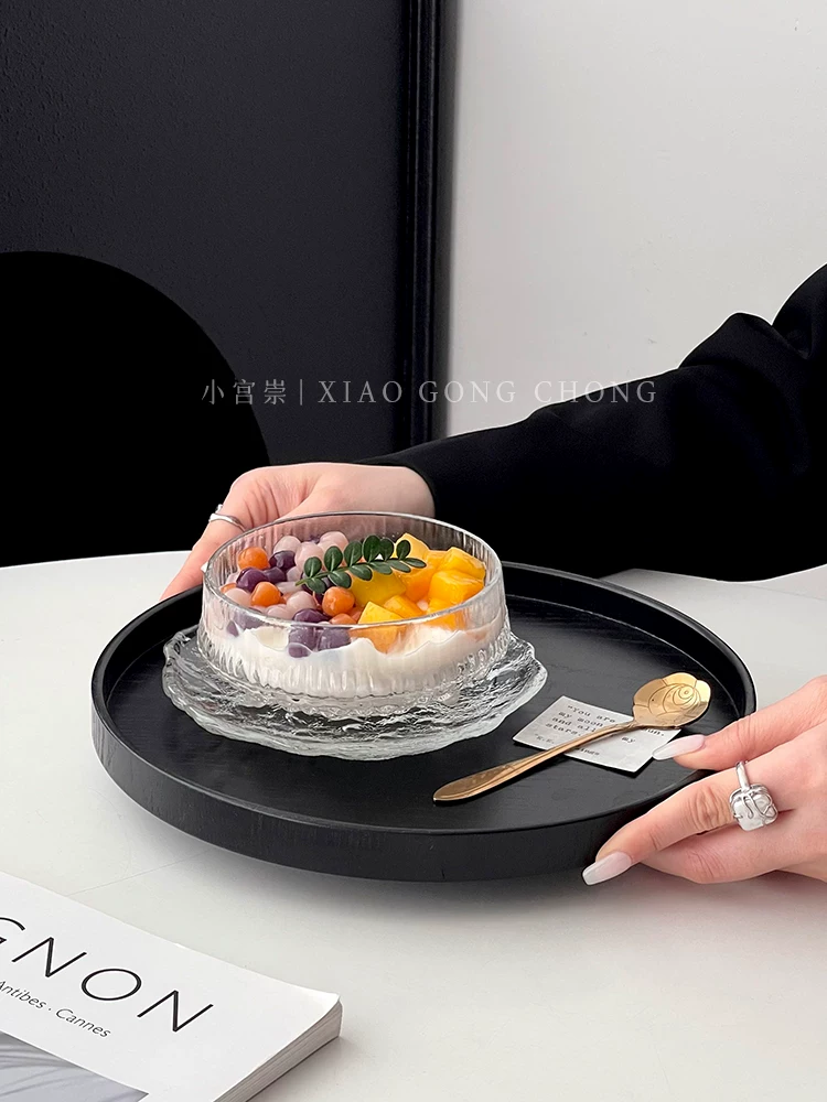 Bộ bát đĩa tráng miệng bằng thủy tinh, có giá trị thẩm mỹ cao, thích hợp đựng nước đường, kem, sữa chua, tổ chim, bát ăn nhẹ, bát đá tinh tế và tinh xảo.