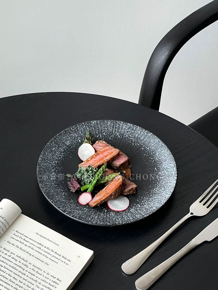Đĩa kiểu phương Tây cao cấp, đĩa mì Ý và bít tết cao cấp sáng tạo, món ăn đặc sản cổ điển, đĩa tráng miệng tại nhà, đĩa gốm sứ