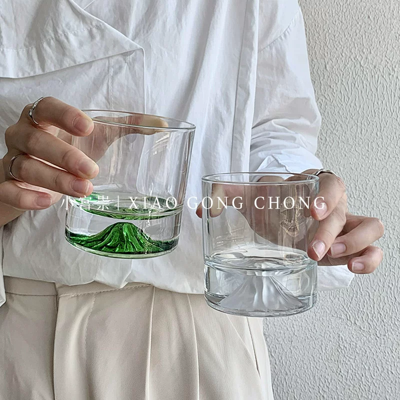Ly nước pha trà kiểu Nhật phong cách Fuji, ly uống nước kiểu Nhật, ly uống trà dùng trong nhà, ly uống rượu whisky sáng tạo hình tảng băng cho nữ