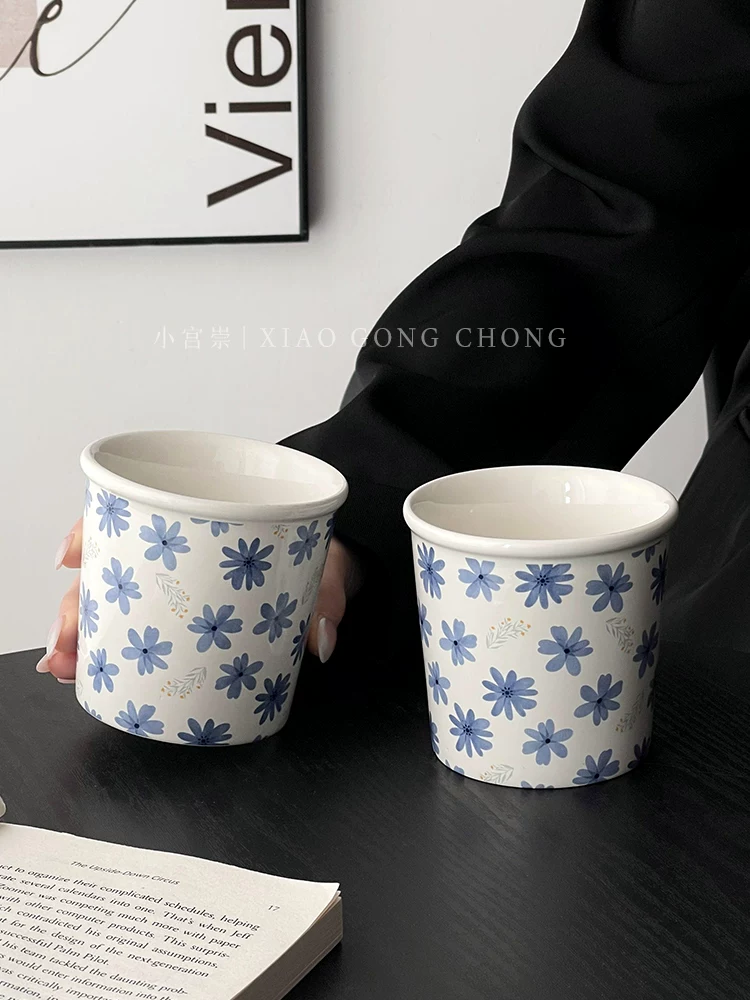 cốc cà phê bằng gốm cổ điển, cốc, cốc cầm tay in hình cao cấp dành cho nữ, cốc ăn sáng tinh tế, cốc sữa, cốc nước
