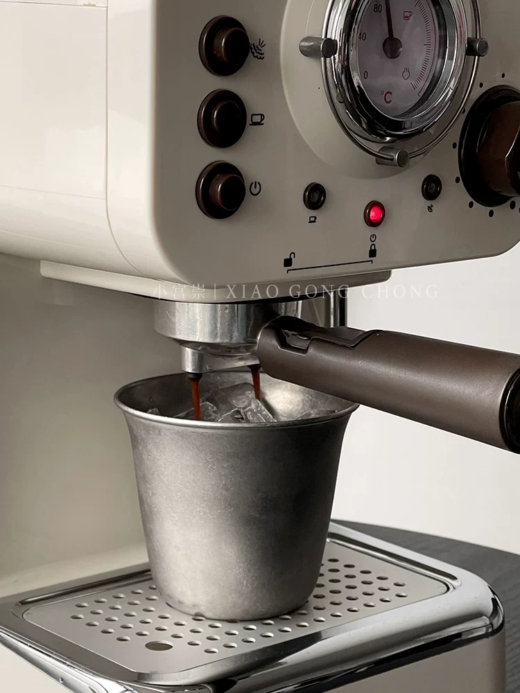 Cốc cà phê bằng thép không gỉ kiểu Mỹ cổ điển, phong cách công nghiệp, cốc miệng rộng dày mờ, cốc uống nước lạnh, cốc nước ép, cốc uống nước