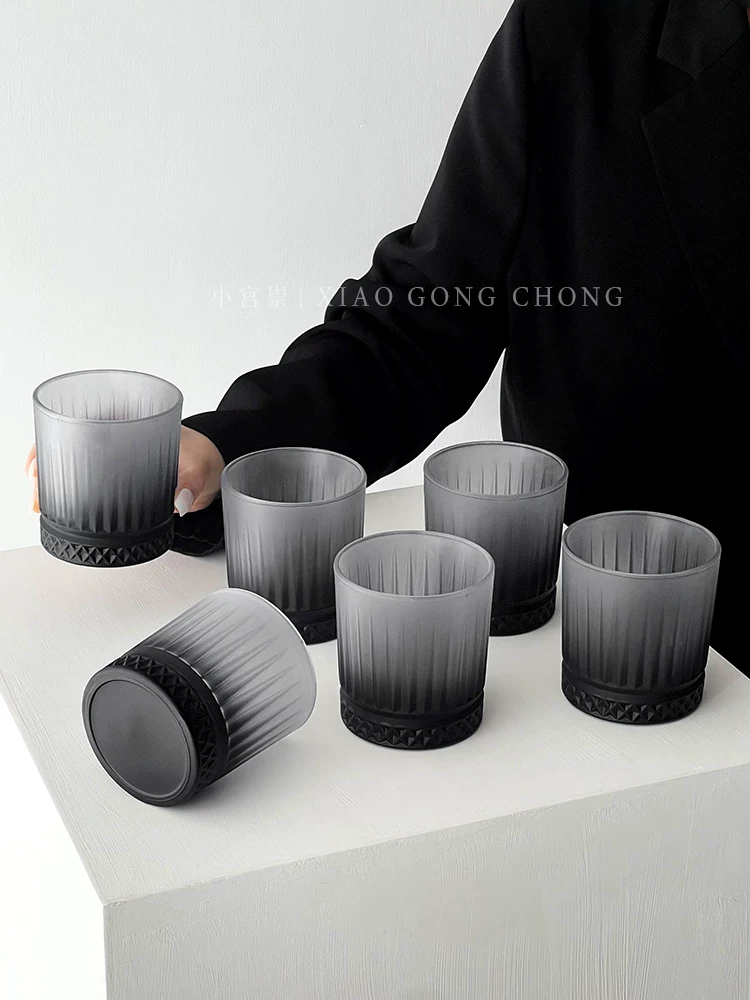 Bộ ly uống nước thủy tinh đen mờ kiểu cổ điển, sang trọng, cao cấp, dùng cho phòng khách, tiếp khách, thích hợp cho bia, trà.